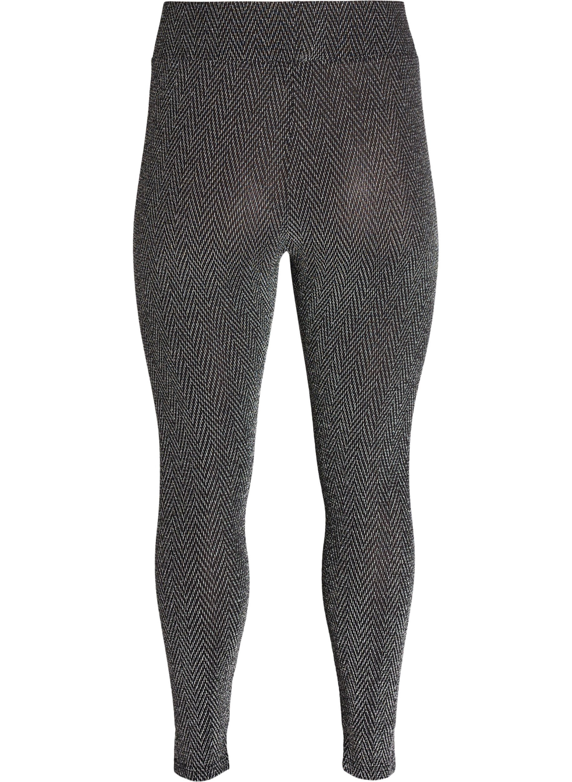 Zizzi Glitterpatroon leggings, Zwart, Packshot image number 1