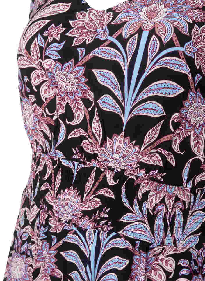 Viscose jurk met print en smok , Black Graphic Flower, Packshot image number 3