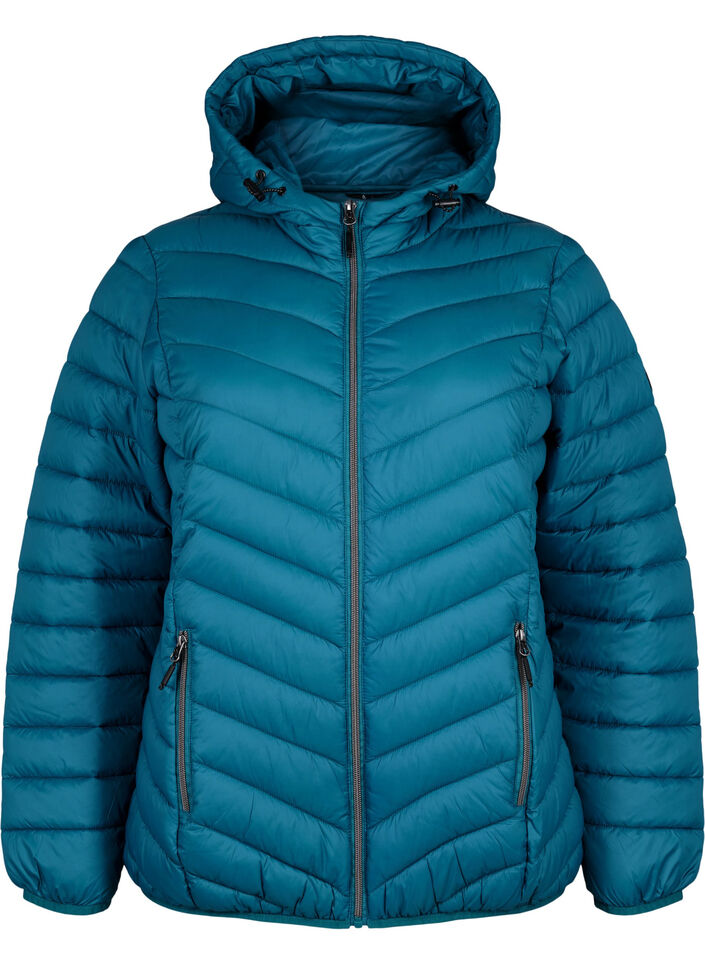 Lichtgewicht jas met capuchon, Blauw, Packshot image number 0