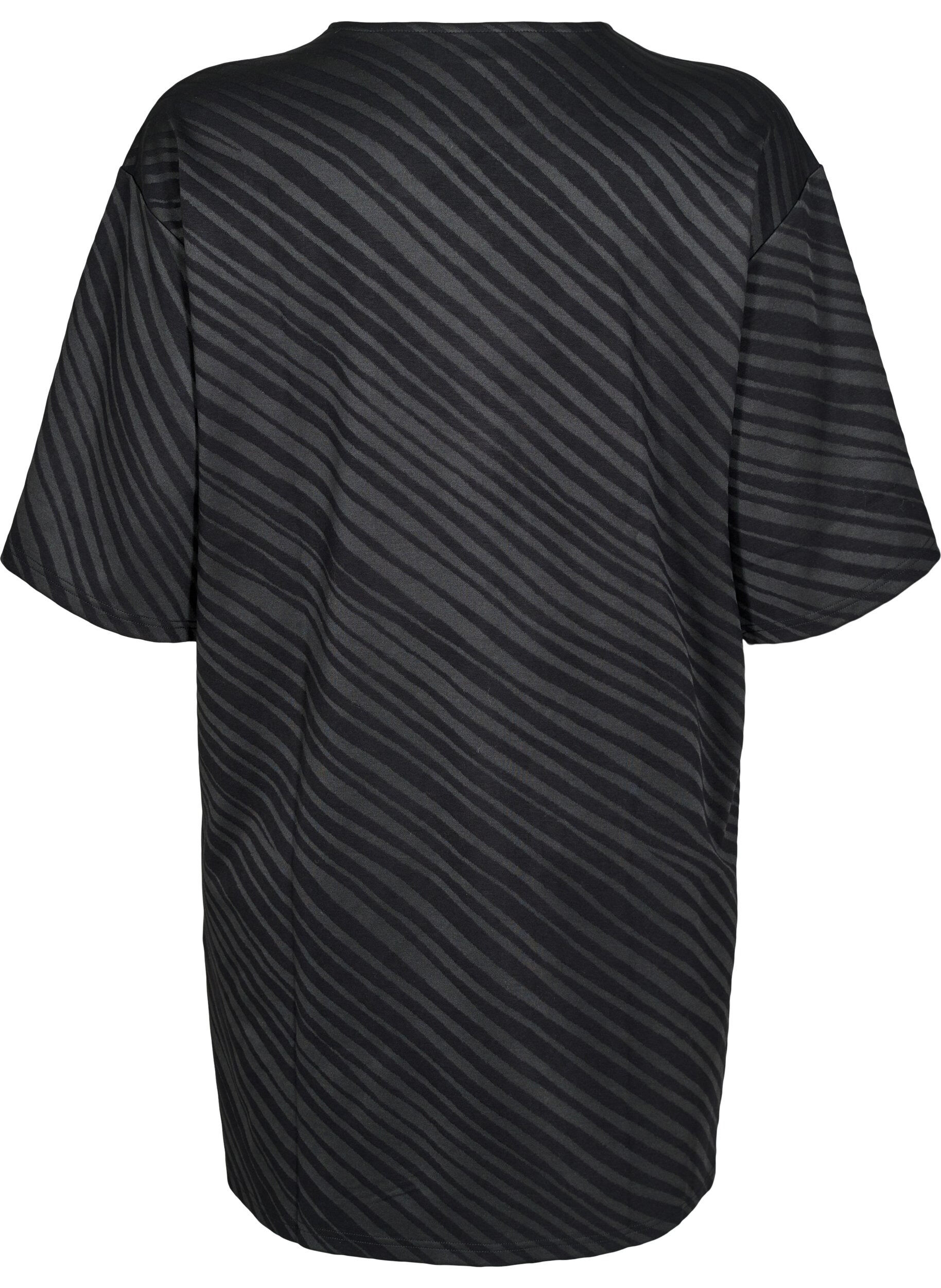 Zizzi Jurk met patroon en 3/4 mouwen, Zwart, Packshot image number 1