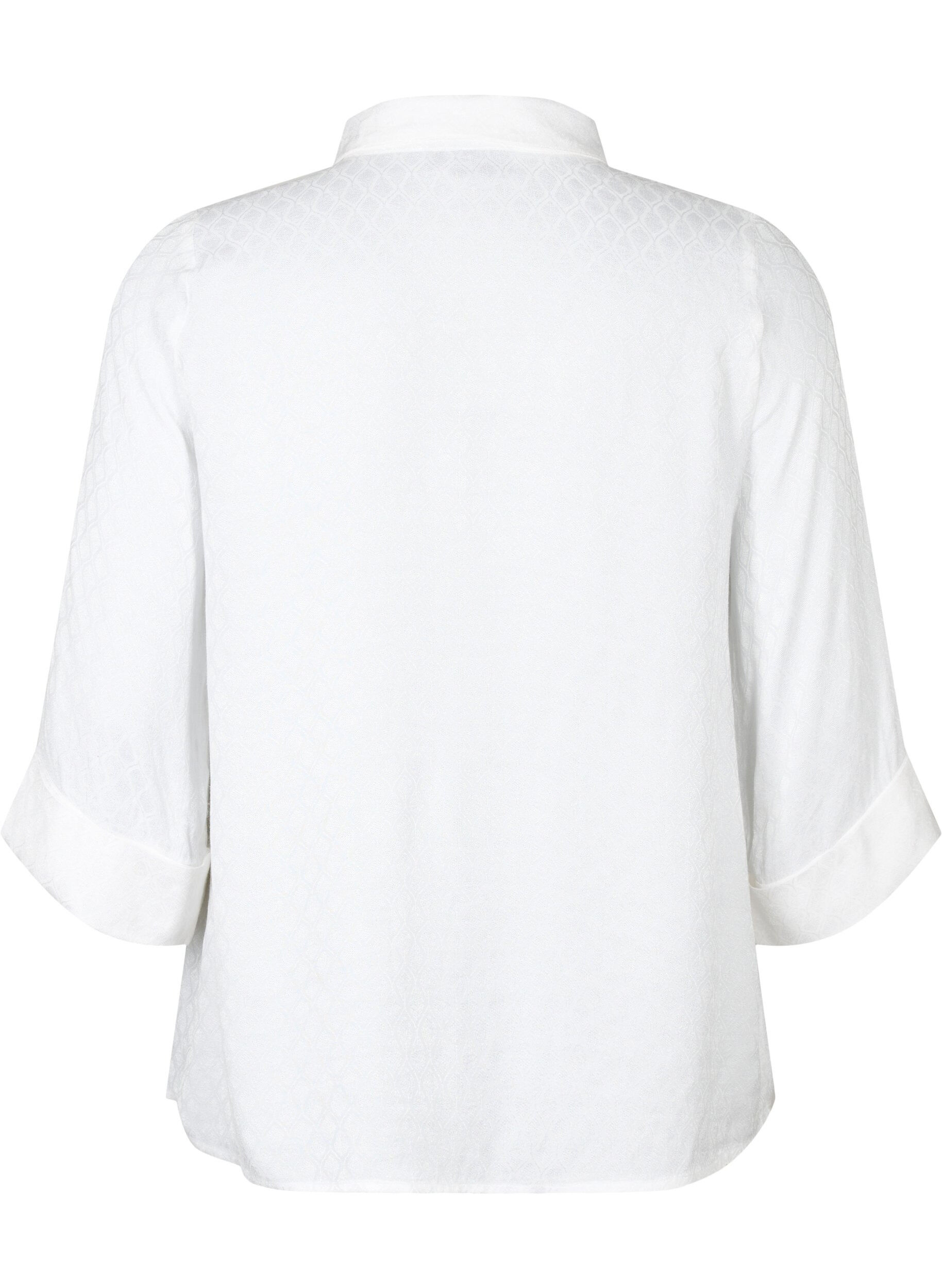 Zizzi Shirt in viscose met ton-sur-ton patroon, Bright White, Packshot image number 1