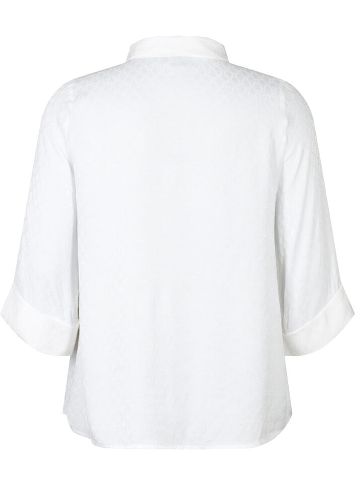 Shirt in viscose met ton-sur-ton patroon, Bright White, Packshot image number 1