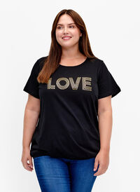 Katoenen T- shirt met print, Black W. Love, Model