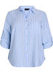 Linnen en viscose shirt met 3/4 mouwen, Blauw, Packshot image number 0