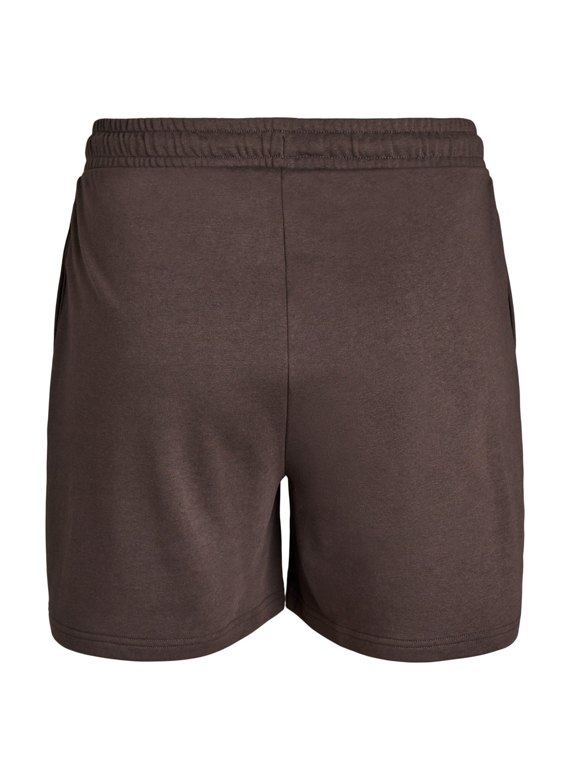 Zizzi High-waist sweatshorts met zakken, Bruin, Packshot image number 1
