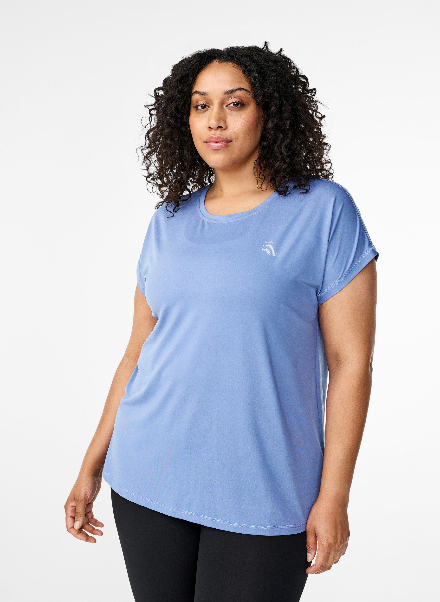 Zizzi Effen gekleurd T-shirt voor sporten, Blauw, Model image number 0
