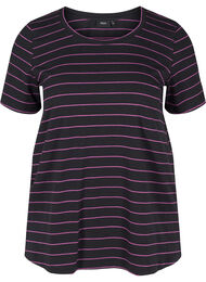 Gestreept t-shirt in katoen, Black w. Purple 