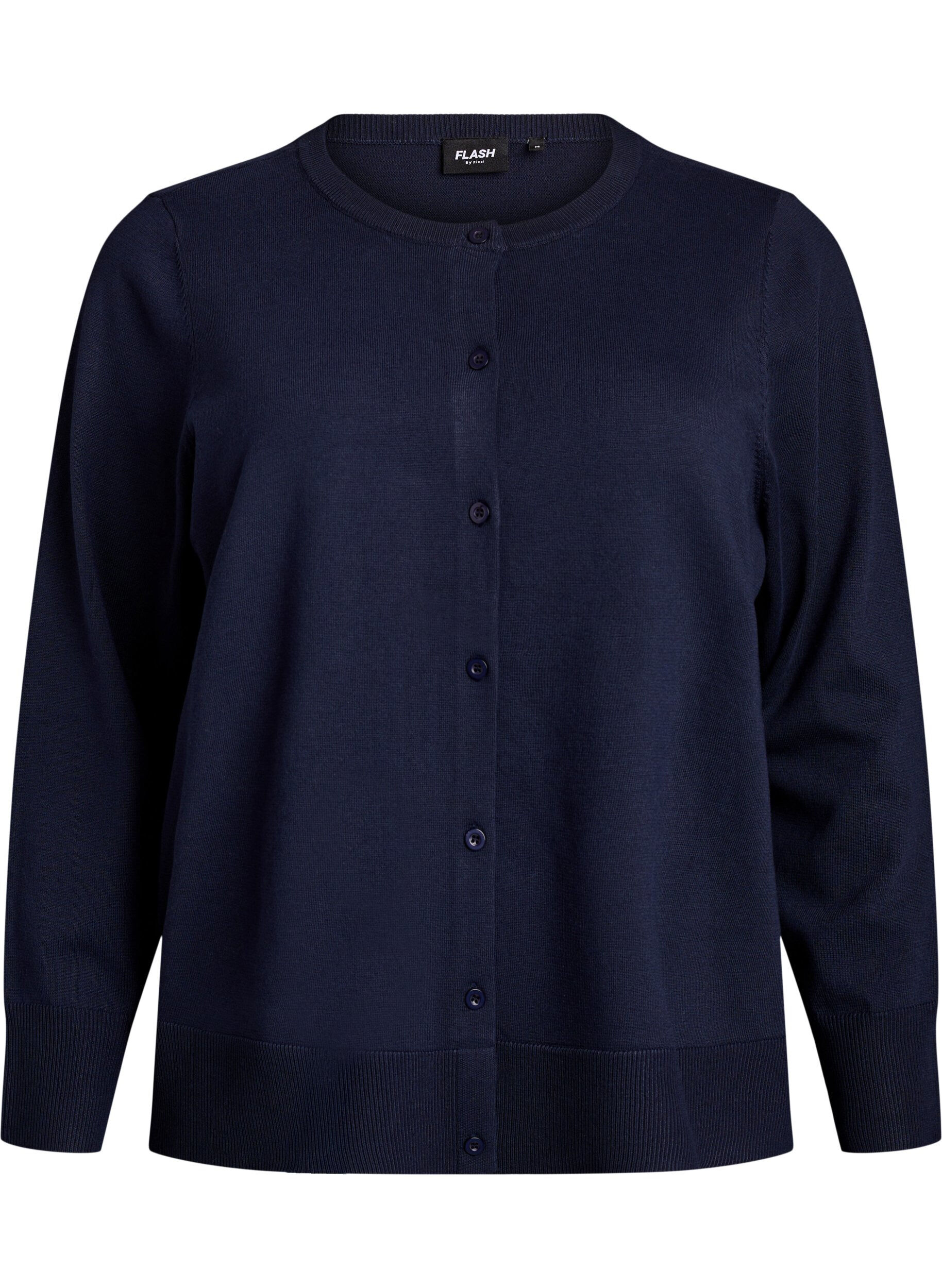 ZizziFijngebreide vest met ronde hals, Blauw, Packshot image number 0