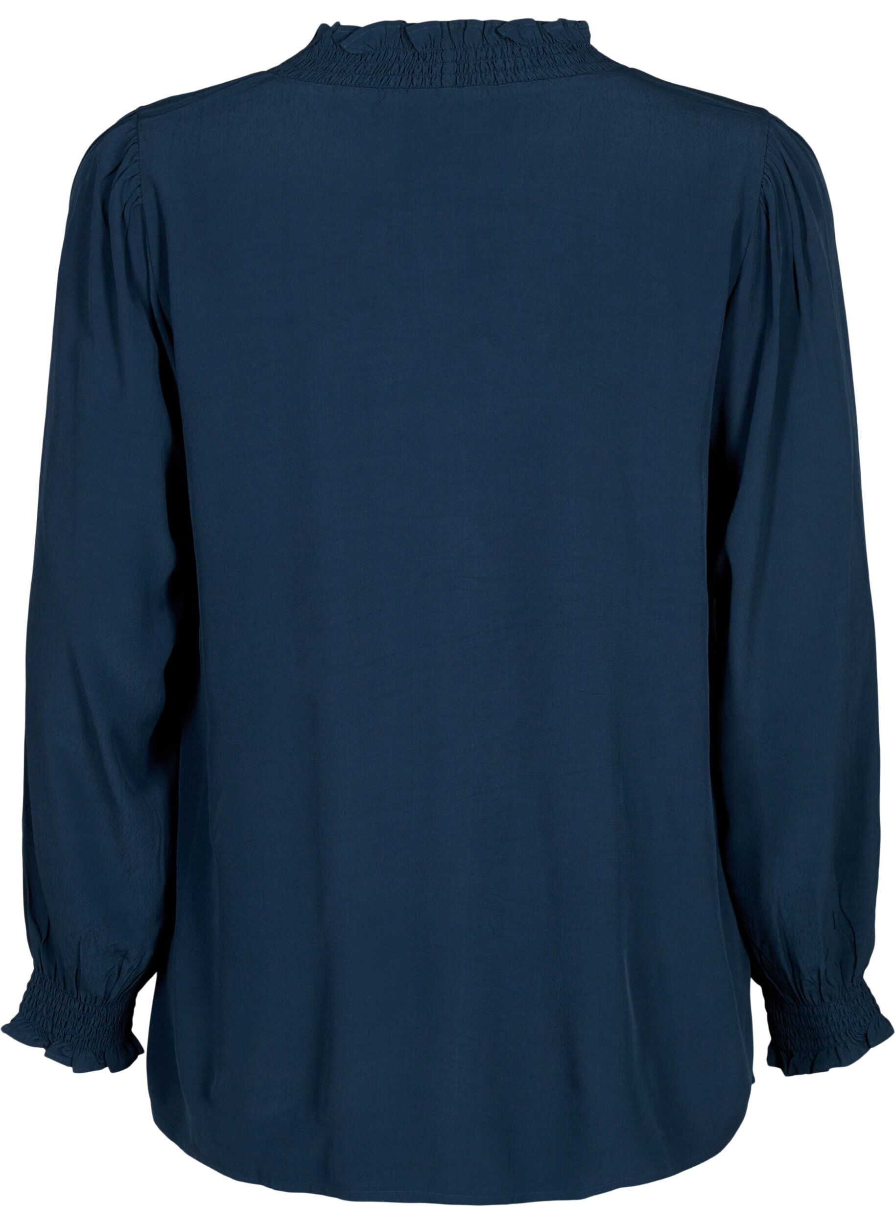 Zizzi Viscose shirt blouse met lange mouwen, Total Eclipse, Packshot image number 1