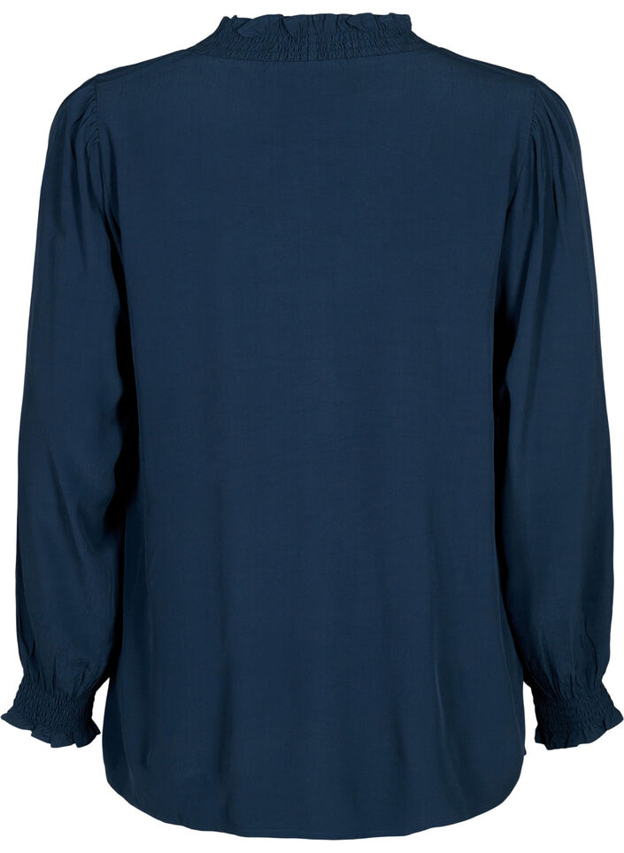 Viscose shirt blouse met lange mouwen, Total Eclipse, Packshot image number 1