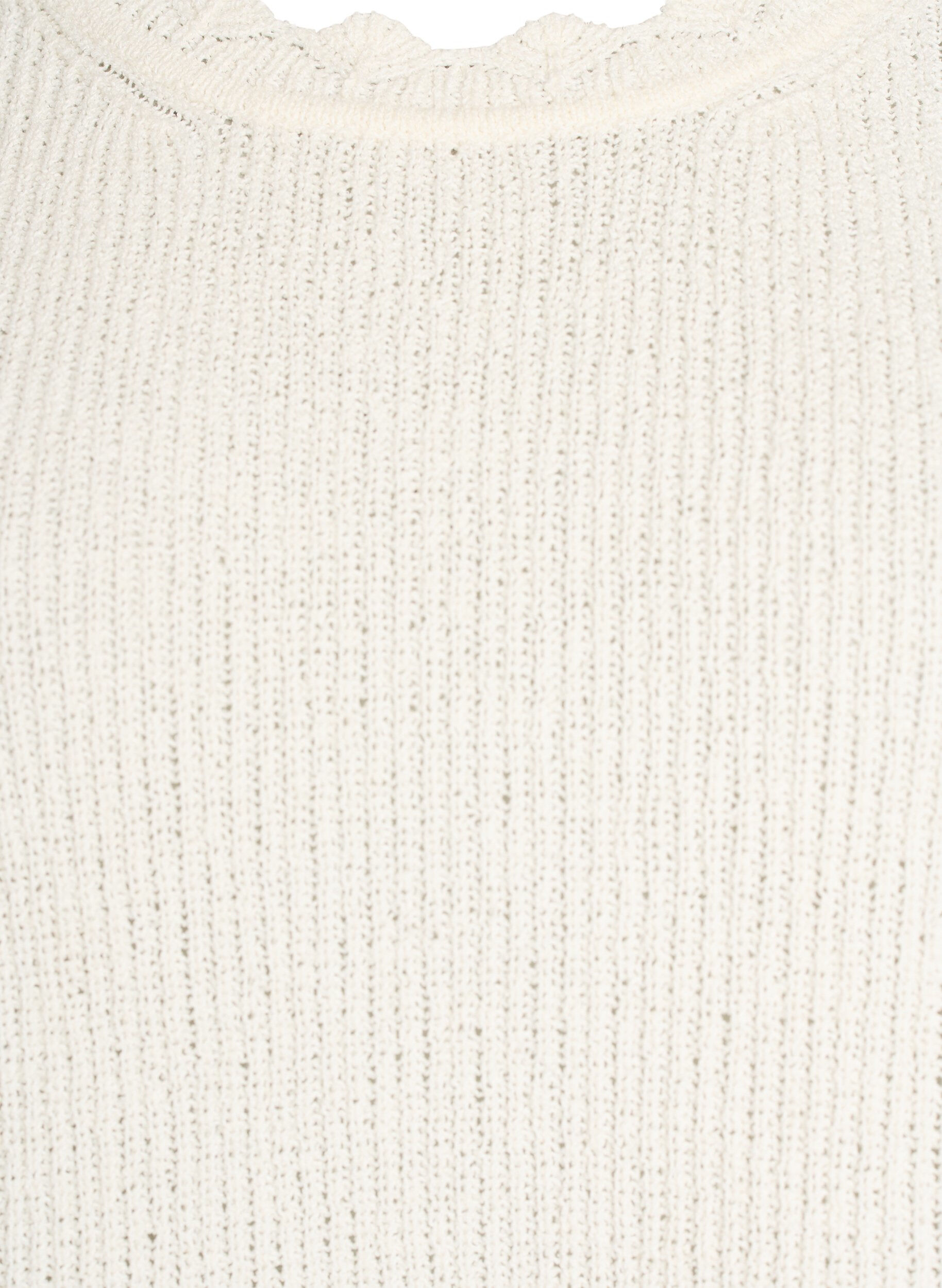 Zizzi Gebreide blouse met ajourborduursel en mouwen 1/2 lengte, Vanille, Packshot image number 2