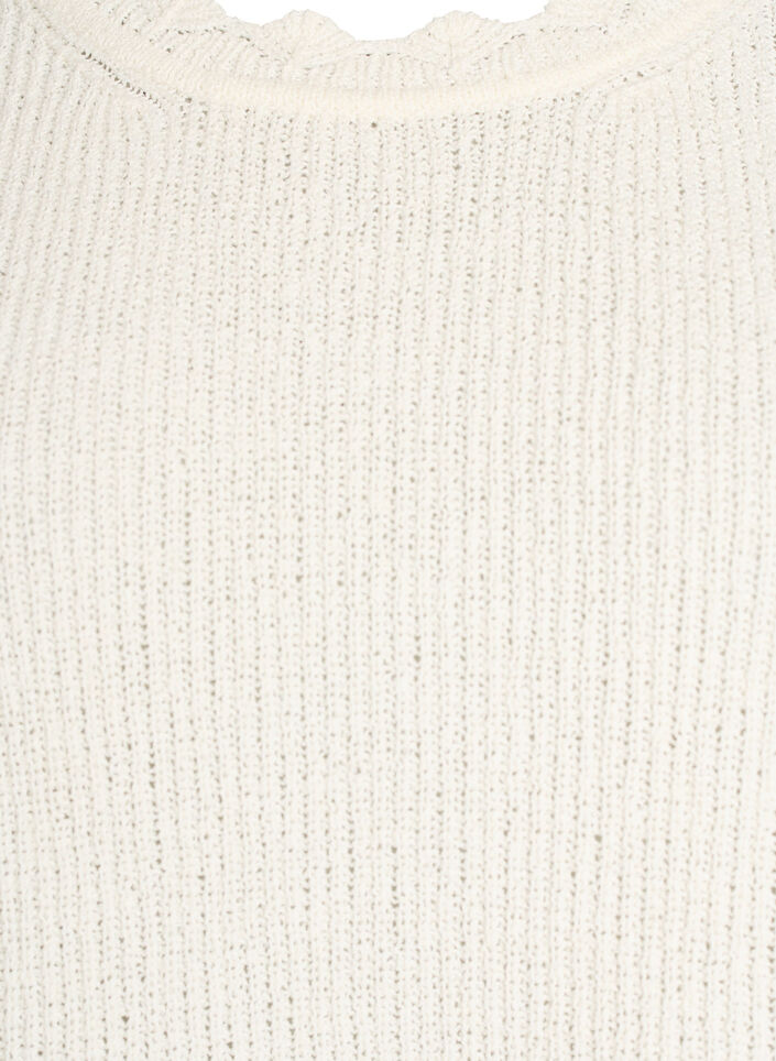 Gebreide blouse met ajourborduursel en mouwen 1/2 lengte, Vanille, Packshot image number 2