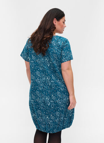 Katoenen jurk met korte mouwen en print, Dragonfly Paisley, Model image number 1