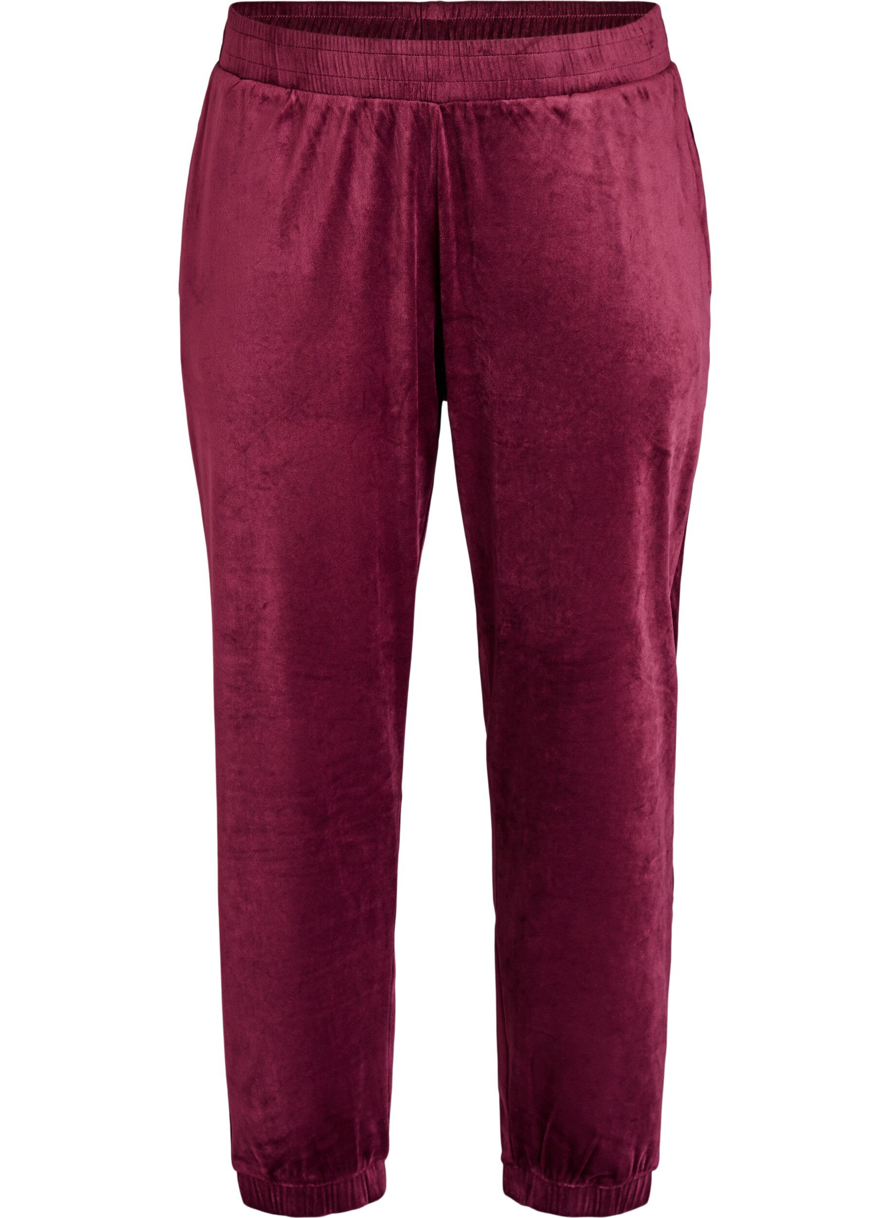 ZizziLosvallende fluwelen broek, Rood, Packshot image number 0