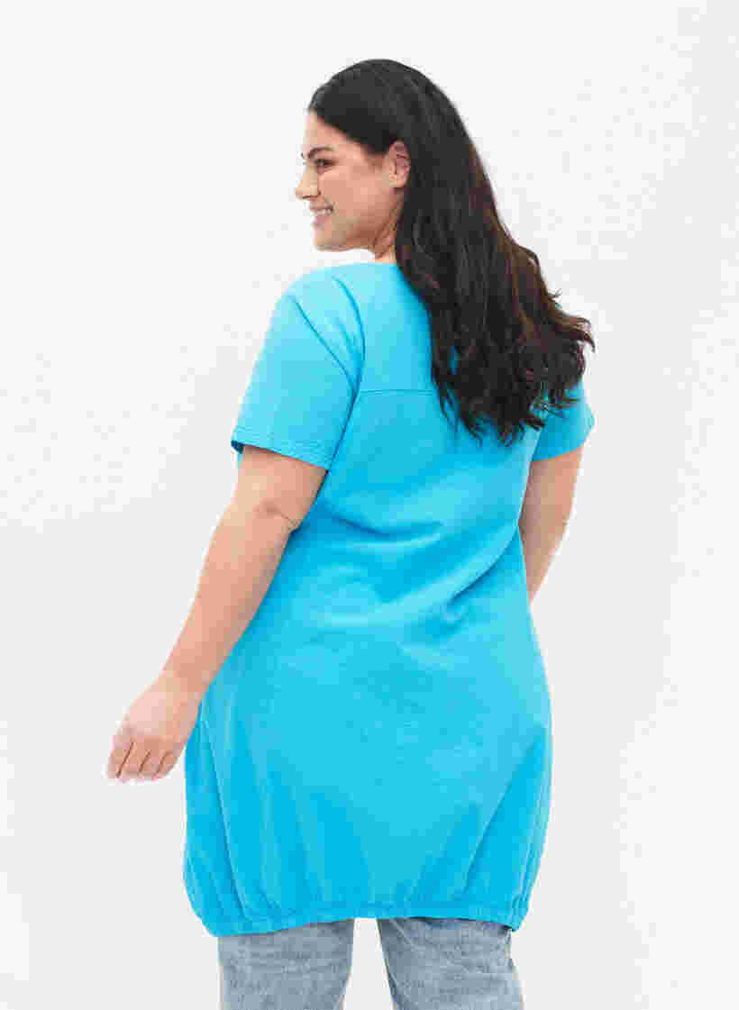 Katoenen jurk met korte mouwen, Blue Atoll, Model image number 1