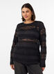 Kanten blouse met lange mouwen, Zwart, Model image number 0