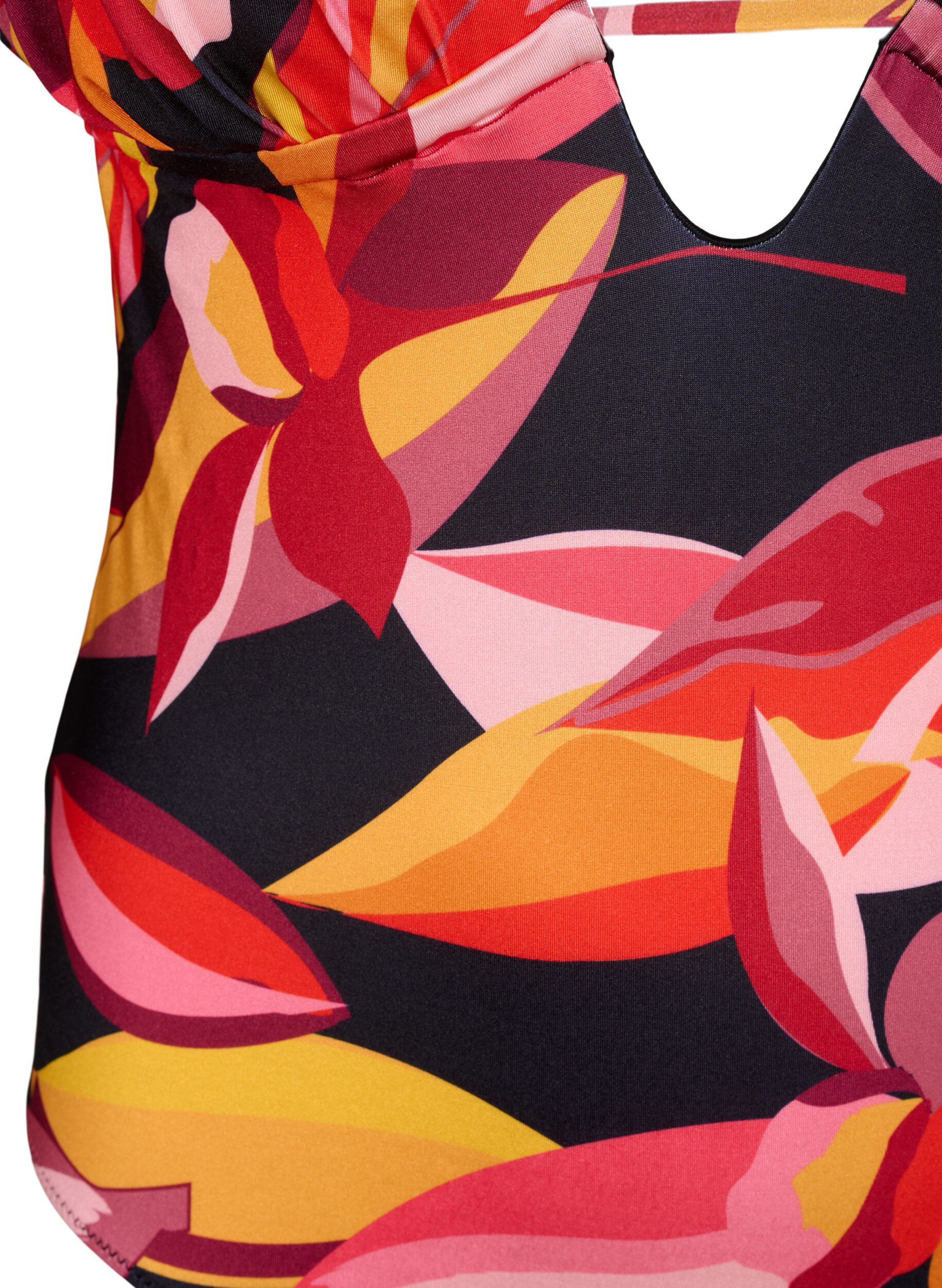 Zizzi Badpak met V-hals en strikdetails, Rood, Packshot image number 2