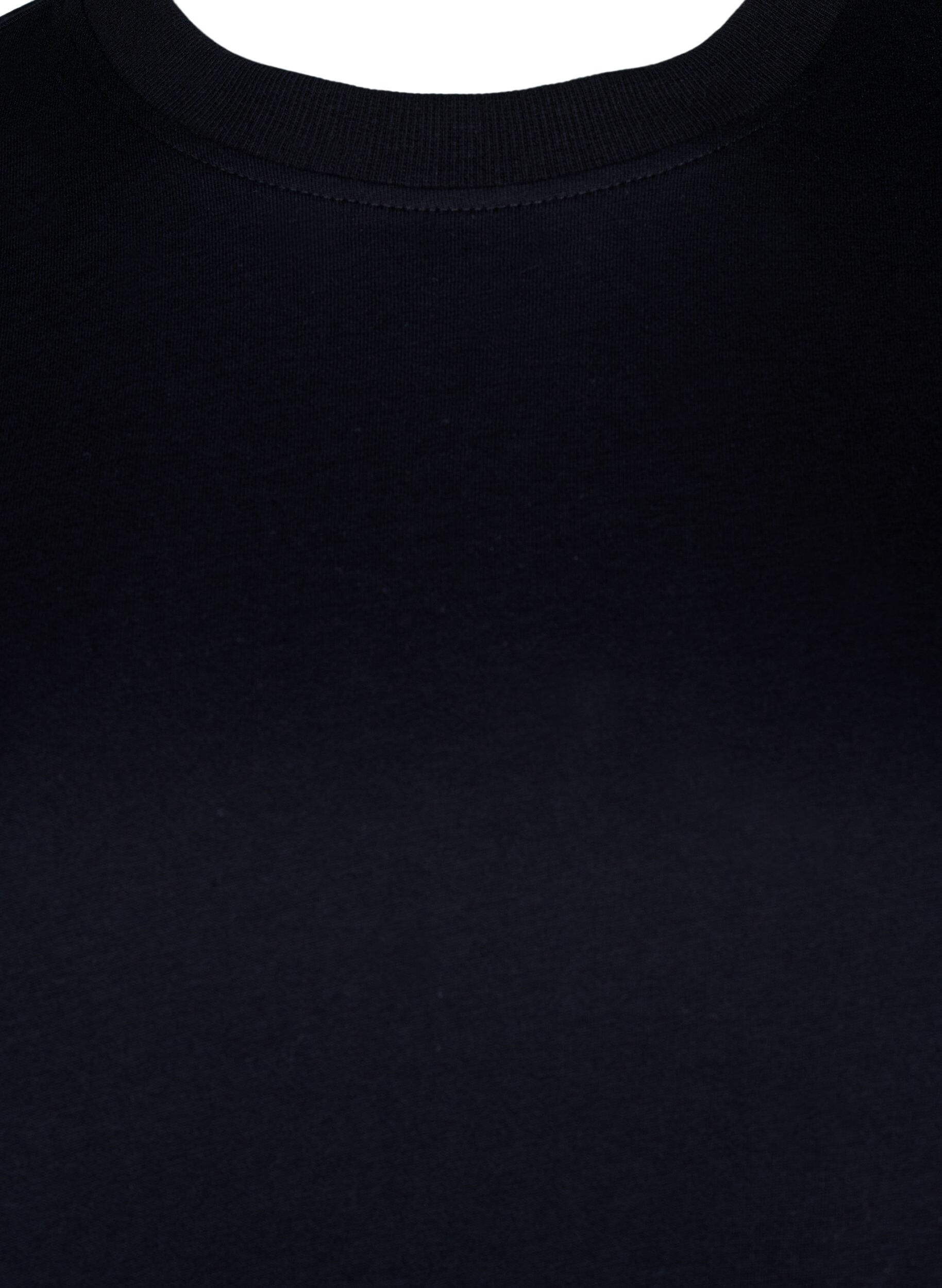 ZizziBasic katoenen T-shirt met ronde hals, Zwart, Packshot image number 2