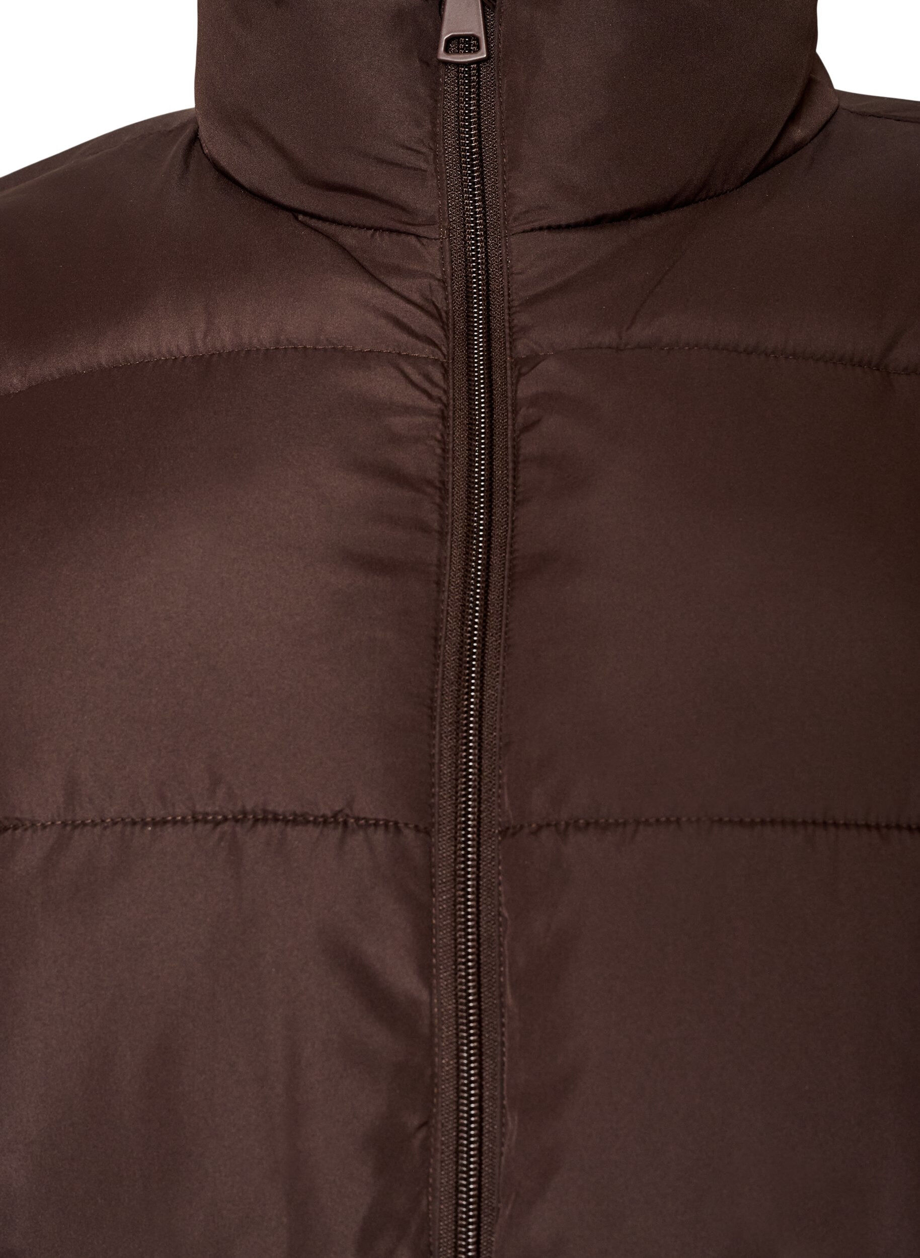 ZizziKorte pufferjas met hoge kraag, Bruin, Packshot image number 2