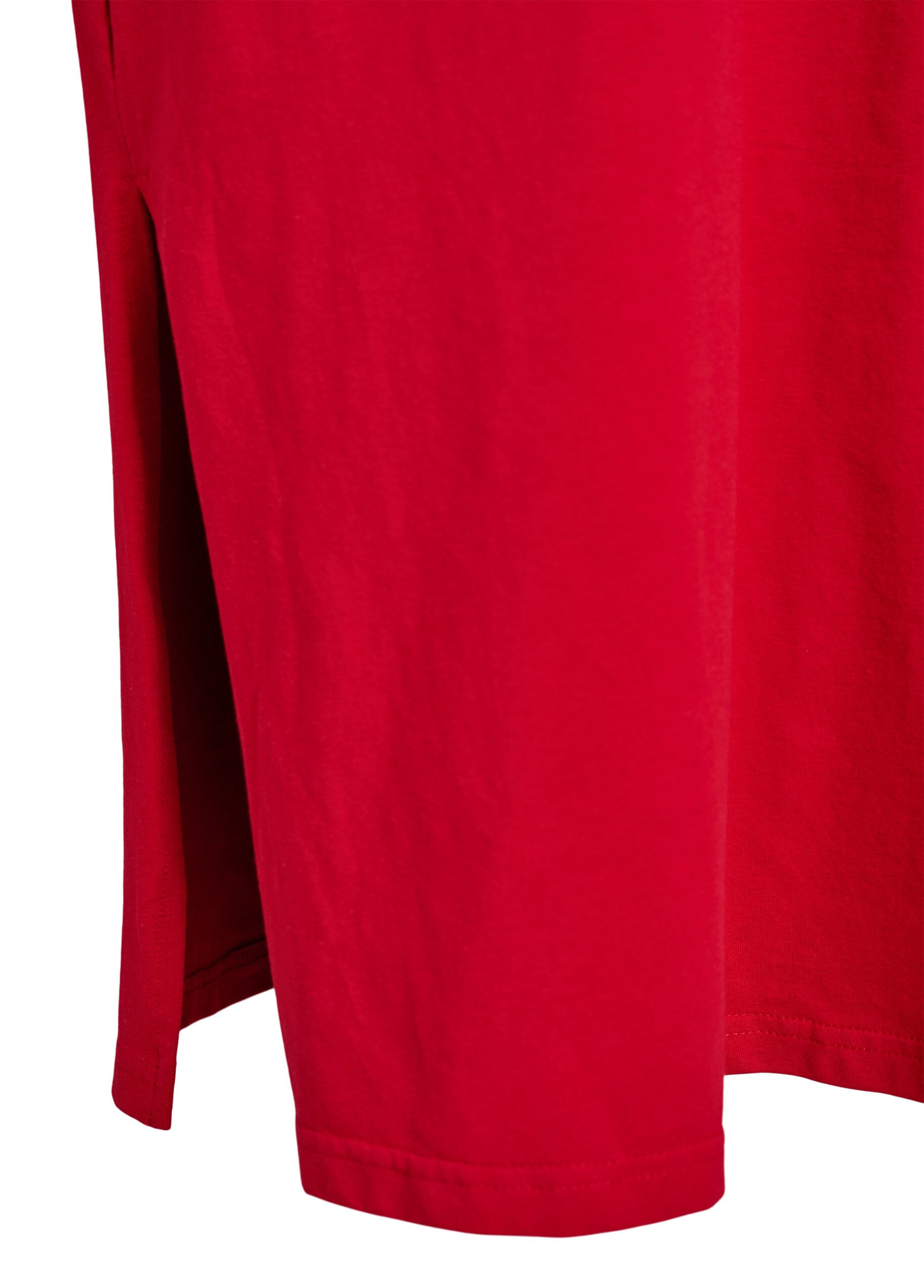 Zizzi Midi T-shirt jurk met V-hals, Rood, Packshot image number 3