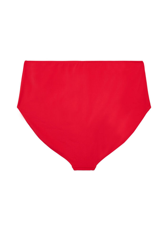 Solidkleurige high-waist bikinibroekje, Rood, Packshot image number 1