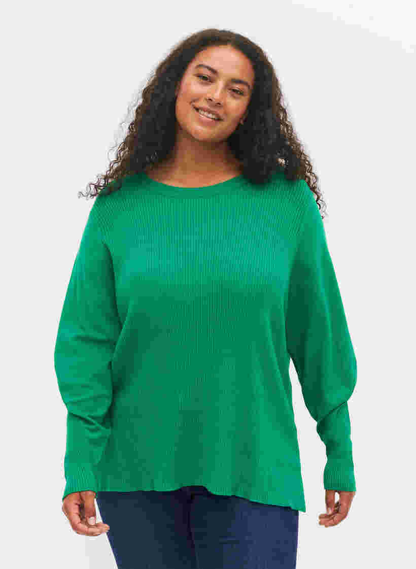 Gebreide top in rib, Jolly Green Mel., Model