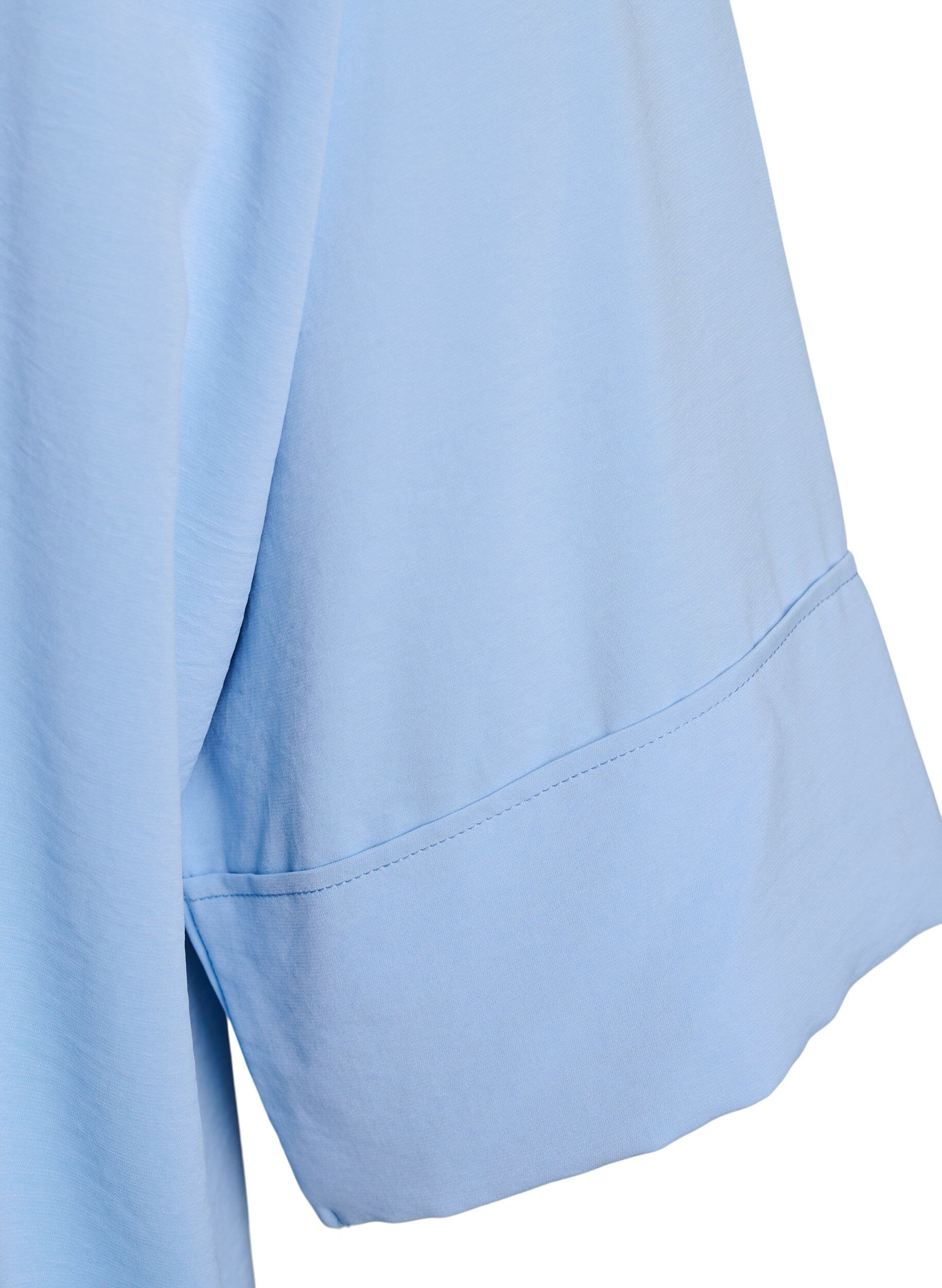 Zizzi Losse shirt met een V-hals en 3/4 mouwen, Blauw, Packshot image number 4