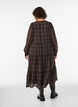 Gecontroleerde midi-jurk met een rok in lagen, Bruin, Model image number 1