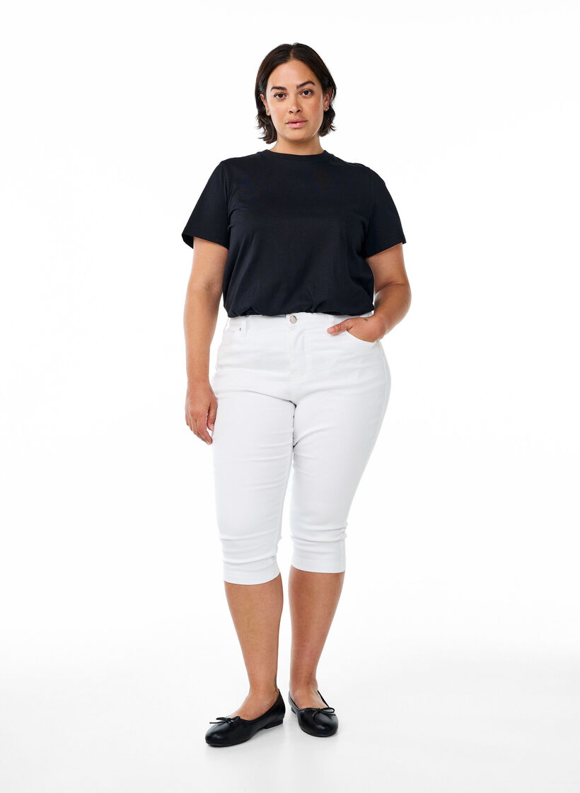 High waist Amy capri jeans met super slim fit, Wit, Model image number 0