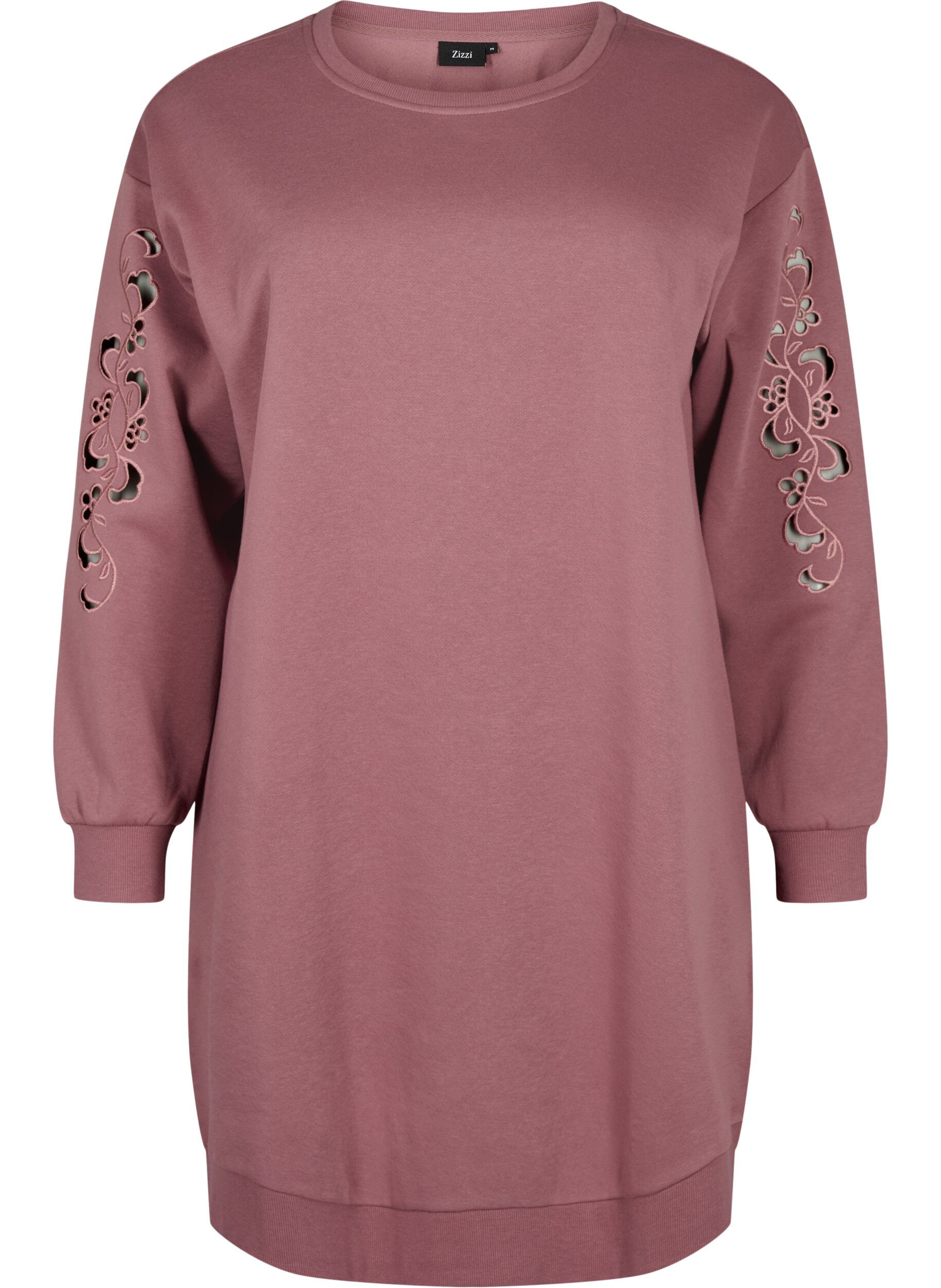 Zizzi Sweater-jurk met geborduurde details, Rose Brown, Packshot image number 0