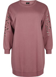 Sweater-jurk met geborduurde details, Rose Brown