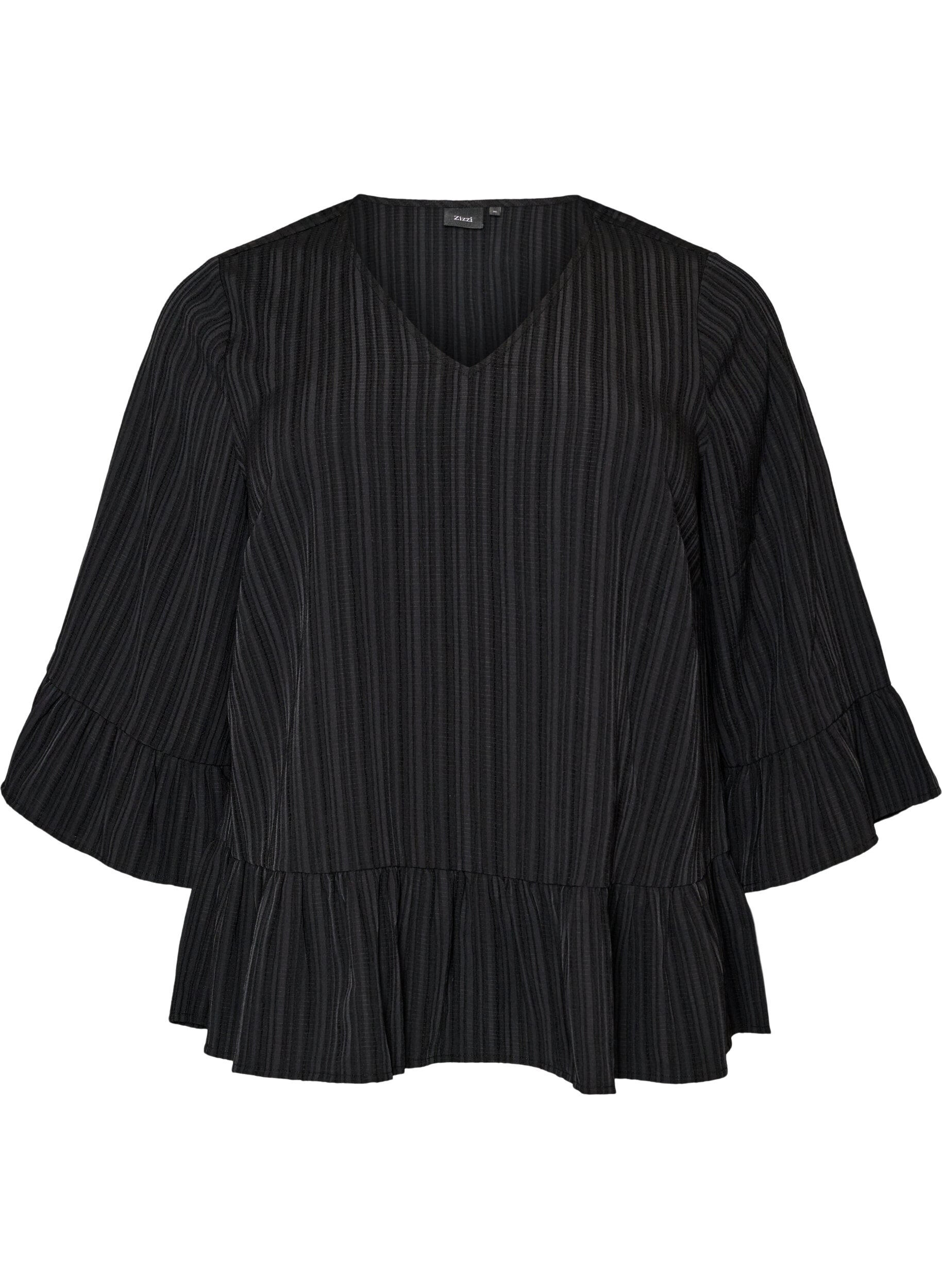 Blouse met textuur, V-hals en ruches