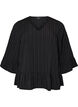 Blouse met textuur, V-hals en ruches, Zwart, Packshot image number 0