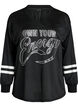 Sporty mesh-top met tekstprint, Zwart, Packshot image number 0