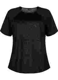 Sport T-shirt met print en mesh, Black