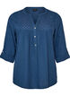 Blouse in katoenen mousseline met broderie anglaise, Blauw, Packshot image number 0