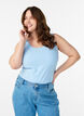Effen basic top in katoen, Blauw, Model image number 0