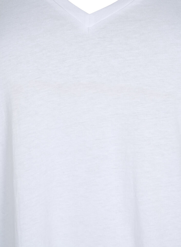 2-pack t-shirt met v-hals, Bright White / Black, Packshot image number 2