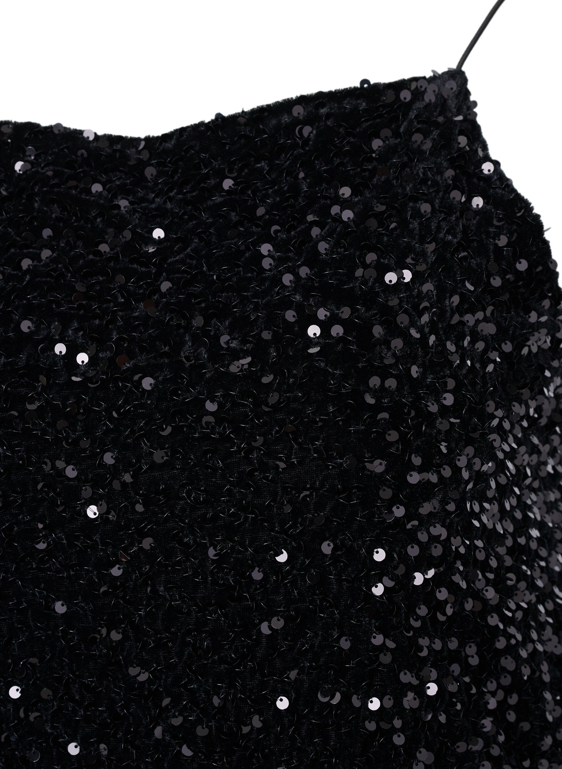 Zizzi Top met pailletten en smalle bandjes, Black Sequins, Packshot image number 2