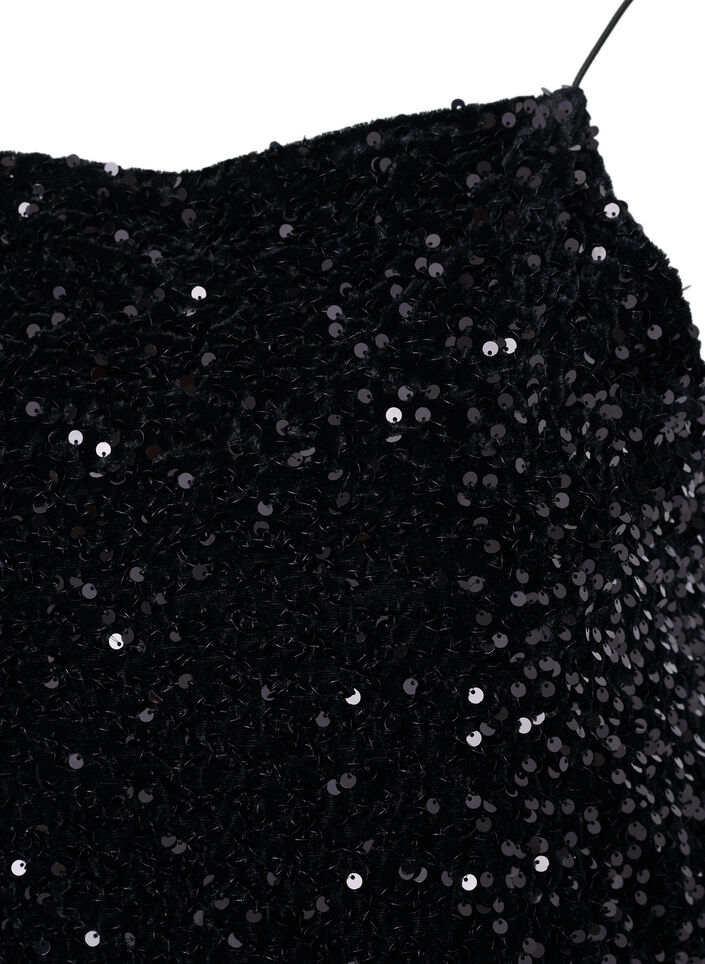 Top met pailletten en smalle bandjes, Black Sequins, Packshot image number 2