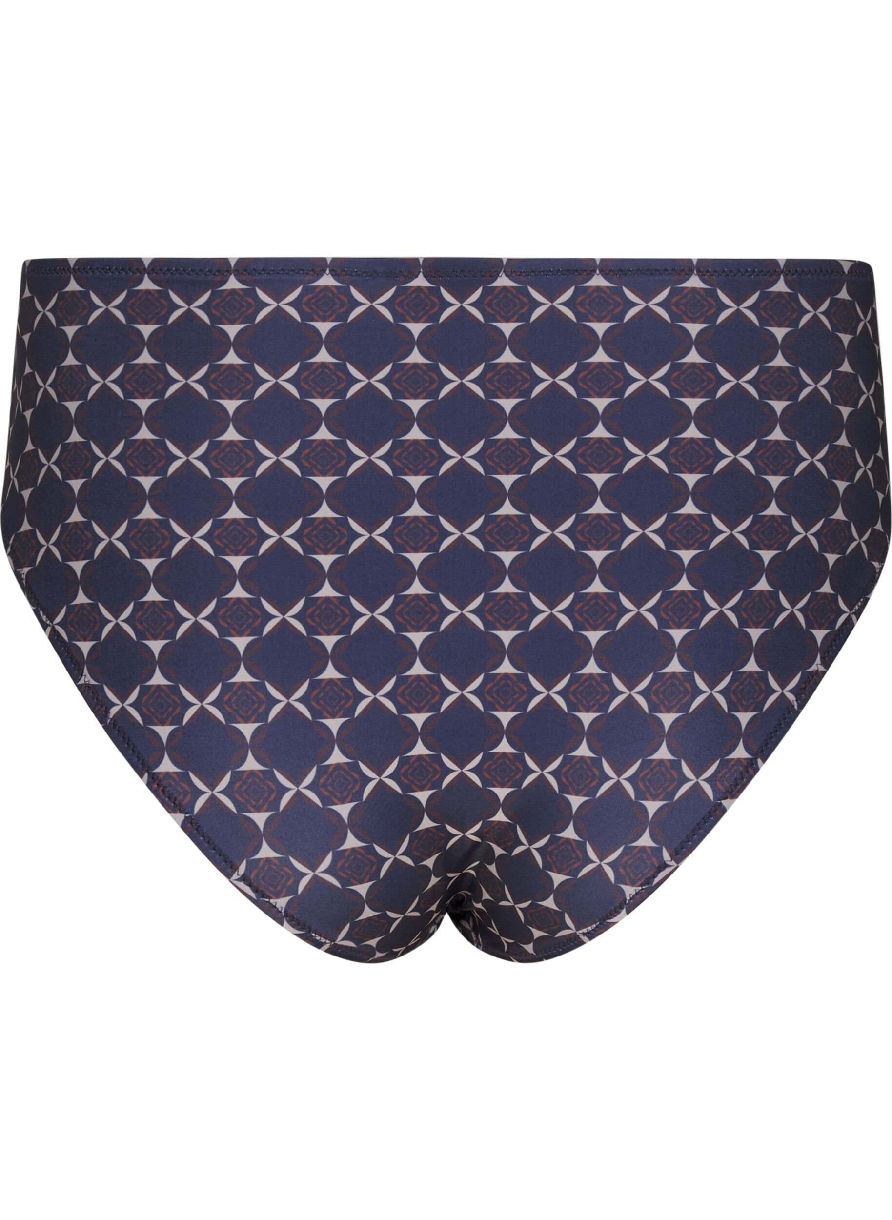 Zizzi Bikinislip met hoge taille en print, Blauw, Packshot image number 1