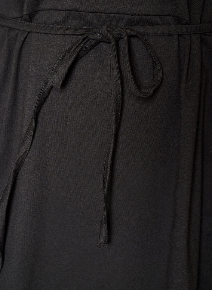 Katoenen jurk met broderie anglaise mouwen en een strik in de taille, Zwart, Packshot image number 3