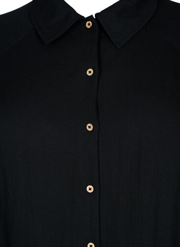 Lang viscose overhemd met zakken en 3/4 mouwen, Black, Packshot image number 2