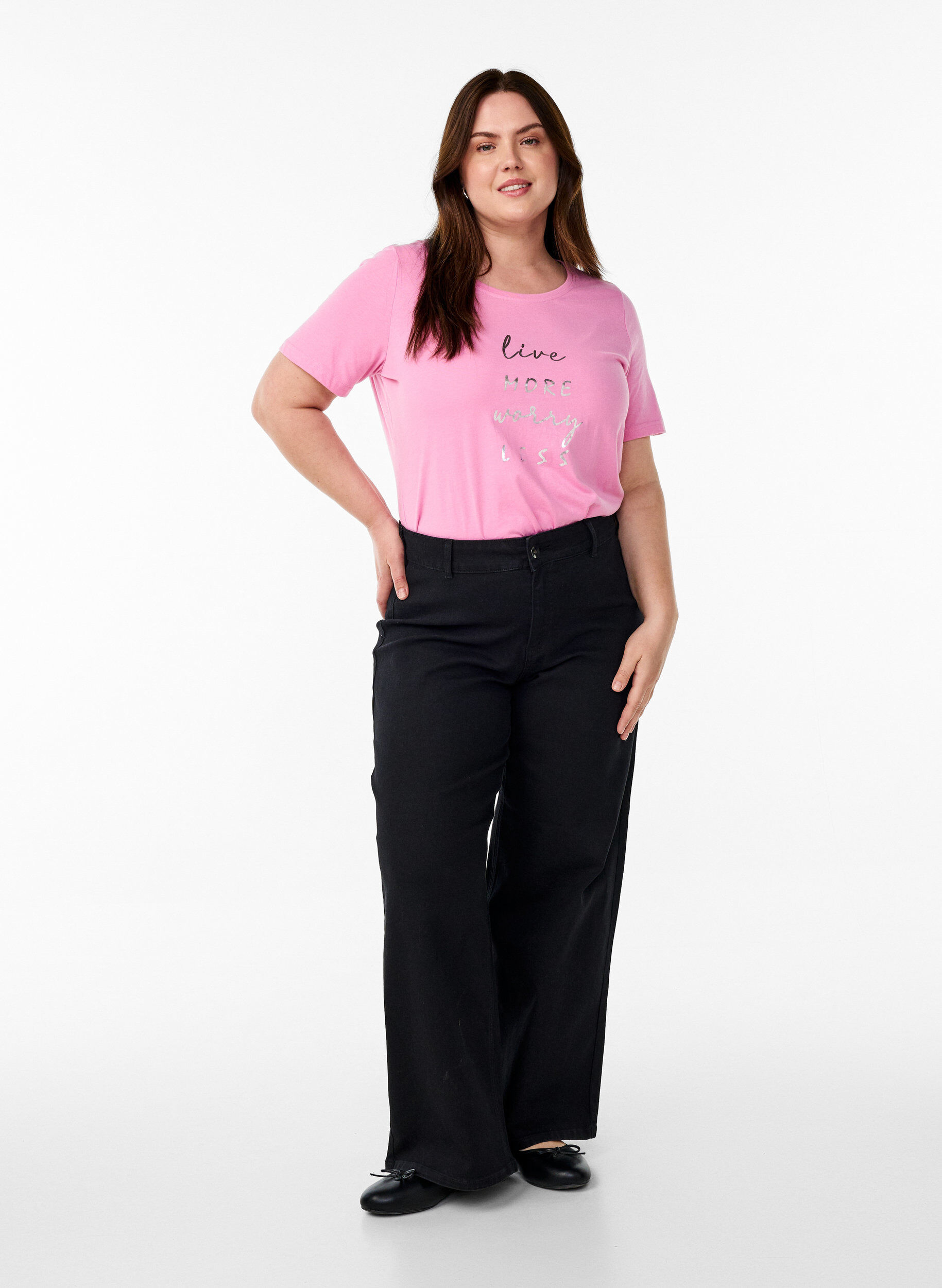 Zizzi FLASH - T-shirt met motief, Roze, Model image number 1