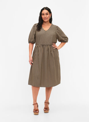 Viscose jurk met gestreepte print, Coriander/Bl. Stripe, Model image number 2