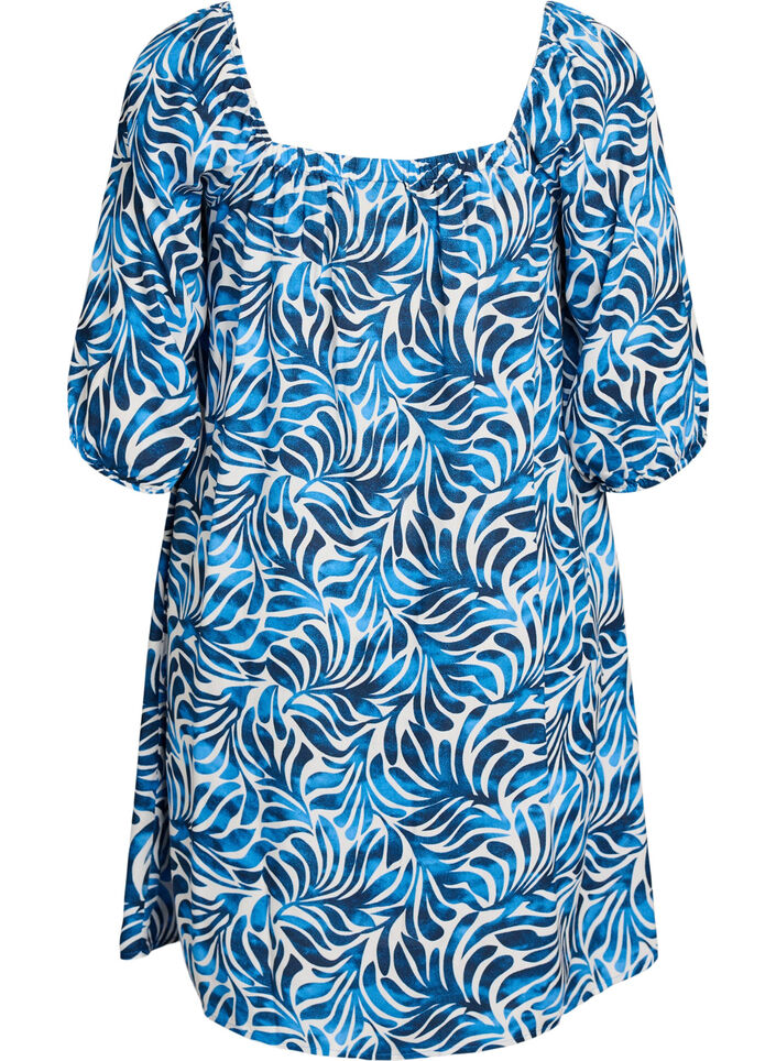 Strandjurk in viscose met print, Blauw, Packshot image number 1