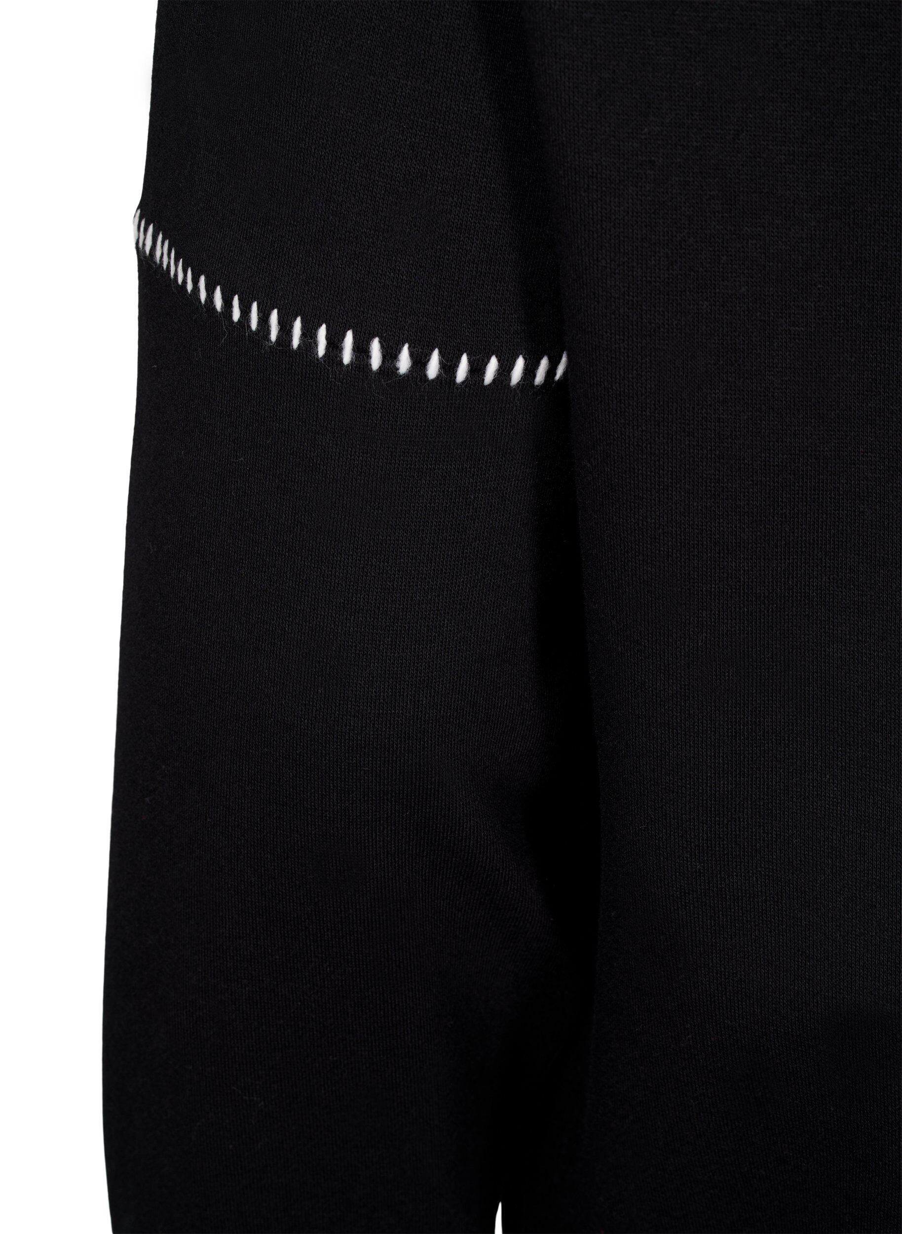 Zizzi Sweatshirt met contrasterende stiksels, Black, Packshot image number 3
