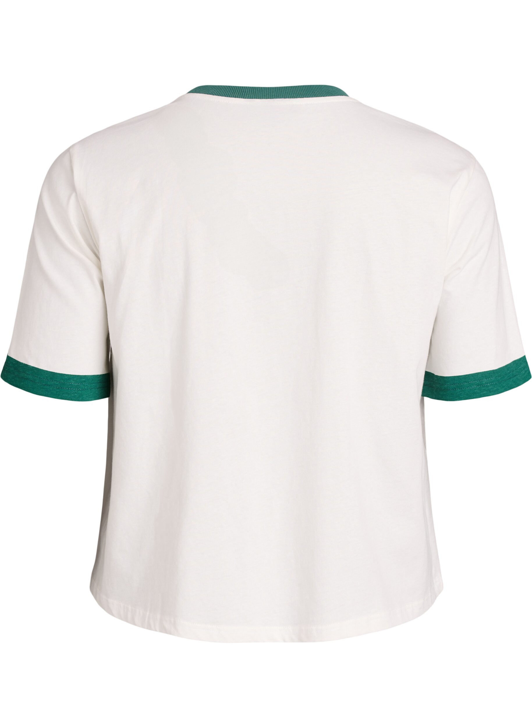 Zizzi Katoenen T-shirt met tekstprint en boxy fit, Wit, Packshot image number 1