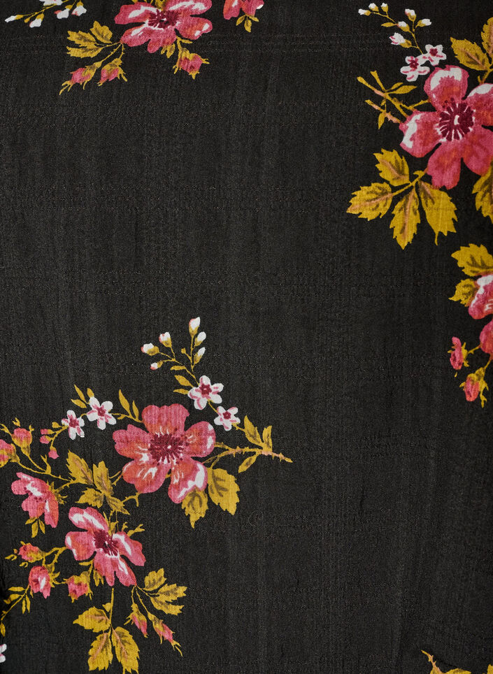Blouse met lange mouwen en bloemenprint, Zwart, Packshot image number 2
