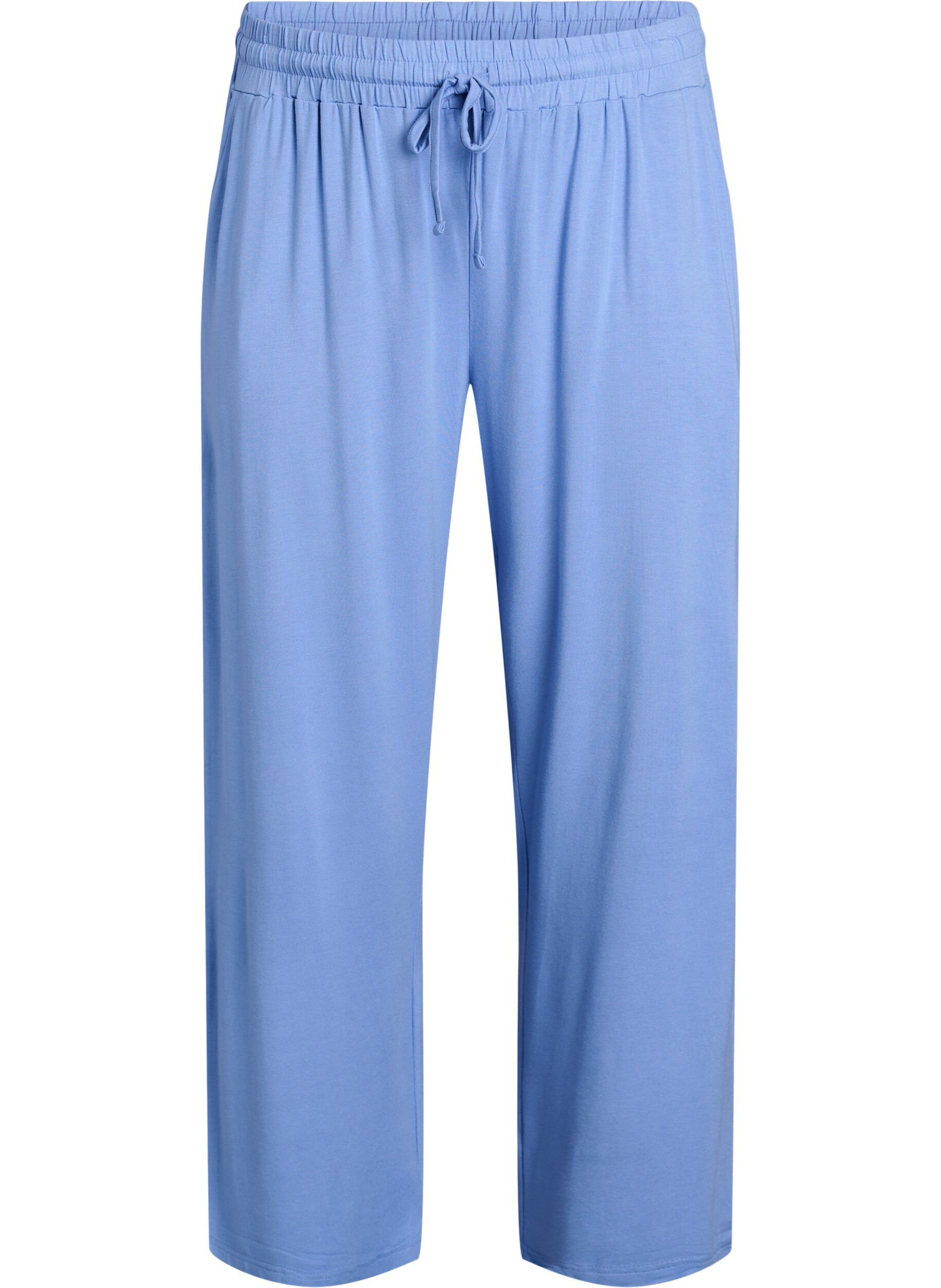 ZizziLosse nachtbroek in viscose jersey met zakken, Blauw, Packshot image number 0